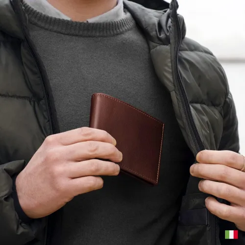 Vista 7 de Maruse Cartera plegable delgada de cuero minimalista para hombre marino Minimalista