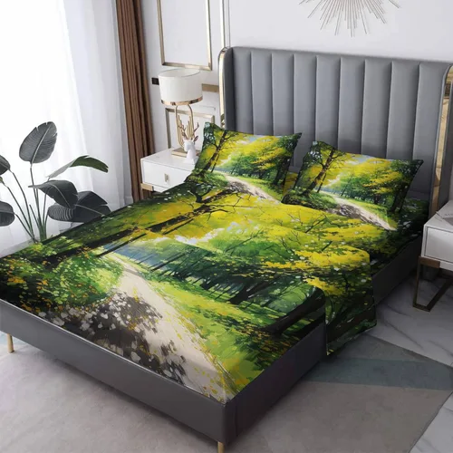 Vista 9 de Juego de sábanas de Navidad tamaño individual, sábanas de microfibra suave con bolsillo profundo y patrón sin arrugas, 3 piezas