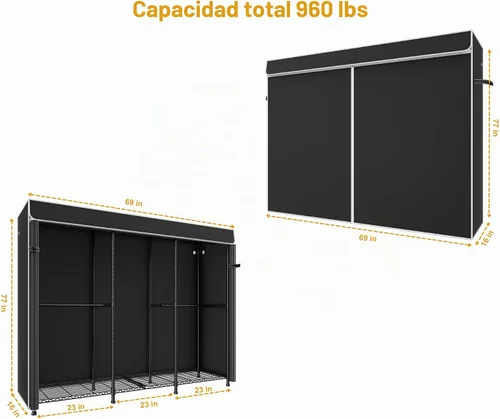 Vista 3 de [Usado] ULIFHOME E14C Max - Sistema organizador de armario resistente, estantes de ropa independientes para colgar ropa, perchero ajustable de 86