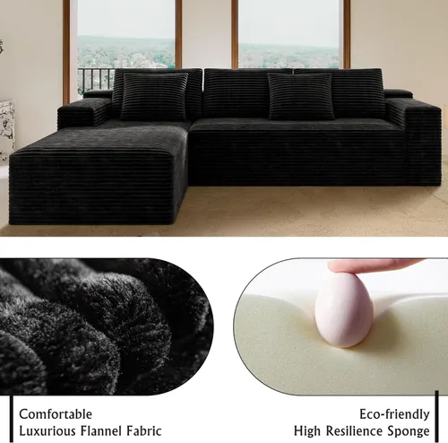 Vista 9 de 104.3 Inch Modular Sectional Couch Sofa with L-Shape Chaise, Modern Cloud Couch with Deep Seat, Upholstered Convertible Sectional Sofa for Living