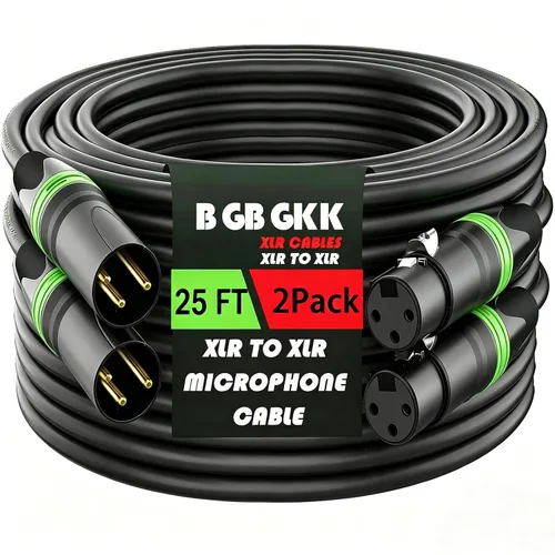 Vista 13 de Cables XLR 3 pies 4 unidades, Cable de Micrófono XLR Profesional Macho a Hembra, Cables de Altavoz XLR de 3 Pines Chapados en Oro, Cable de Four