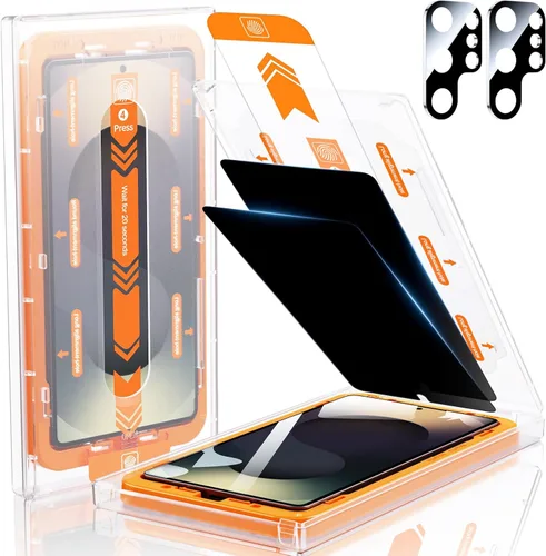 Vista 10 de MRGLAS Paquete de 2+2 protectores de pantalla de privacidad para Samsung Galaxy S24 Ultra de 6.8 pulgadas con protector de lente de cámara