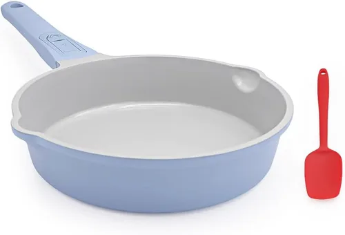 Vista 9 de AIKENBBKK Sartén antiadherente de 12 pulgadas de profundidad con tapa, sartén de 5 cuartos de galón, sartén antiadherente, compatible con todas