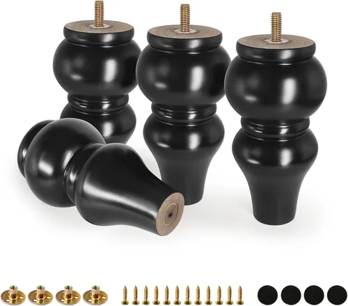 Vista 9 de FoDau770 Patas de madera de goma para muebles de 2.4 pulgadas, patas de sofá modernas de mediados de siglo, patas de sofá resistentes, patas