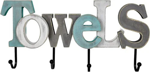 Vista 8 de Morning View Letras rústicas colgantes con gancho para pared, letreros de baño de madera aguamarina