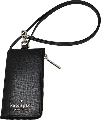 Kate Spade New York Estuche para tarjetas Staci con cordón, color negro, Negro -, Funda tipo cartera para tarjetas