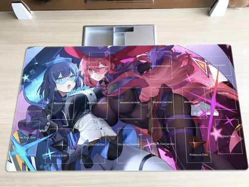 Vista 2 de Mlikemat Duel Playmat Evil Twins Ki-sikil & Lil-la TCG CCG - Juego de cartas coleccionables bolsa gratis (ZD014-606)