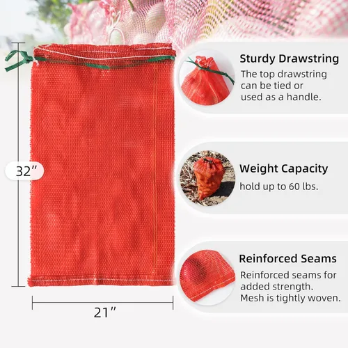 Vista 2 de Bolsas de malla extra grandes para productos de 60 libras, bolsas reutilizables de almacenamiento de cebolla y verduras, bolsa de red lavable de 21