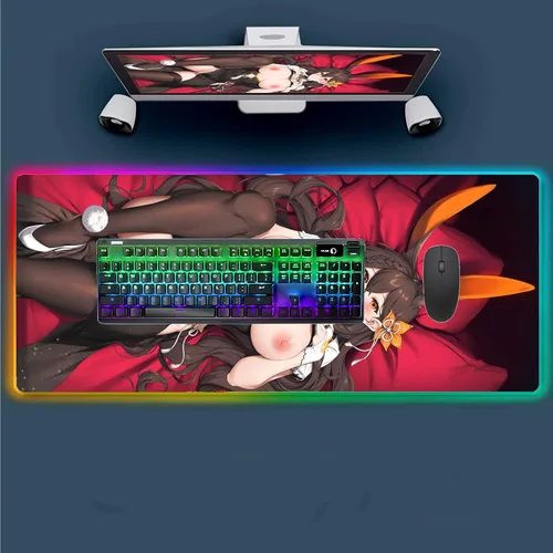 RGB Anime Girl Sexy Big Mouse Pad Gaming Mouse Pad XXL Mousepad Gamer Keyboard Mause Carpet Desk Mat PC LED 31.49 inch x12 inch