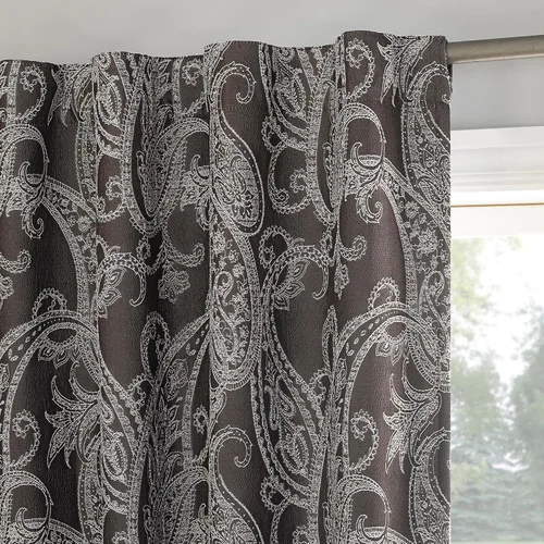 Sun Zero Pedra Paisley bordado 100% total blackout panel de cortina con pestaña trasera, color chocolate, 40 x 63 pulgadas (1 panel)