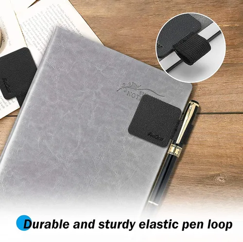Vista 7 de ProCase Paquete de 5 soportes para bolígrafos para cuadernos, diarios, planificadores, tableta, soporte autoadhesivo de cuero con lazo elástico