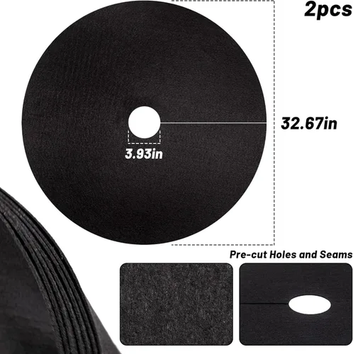 Vista 4 de Anillo de mantillo de árbol no tejido de 32.5 pulgadas, paquete de 2 alfombrillas de barrera de malezas, mantillo degradable de árboles utilizado