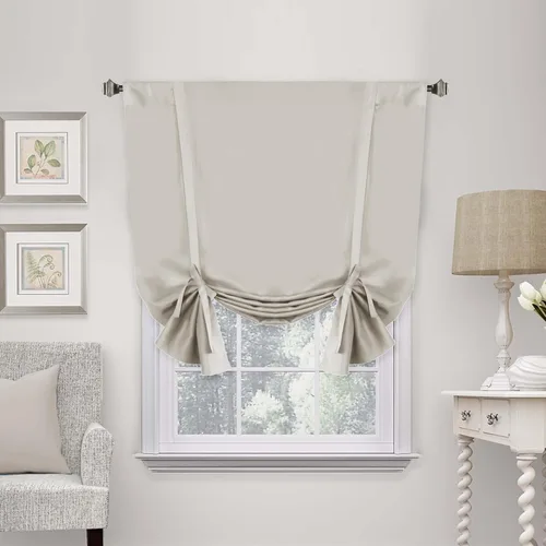 Vista 57 de H.VERSAILTEX - Cortina opaca con lazo de ajuste, cortina romana globo con aislamiento térmico, bloqueador de luz, panel de bolsillo para varilla