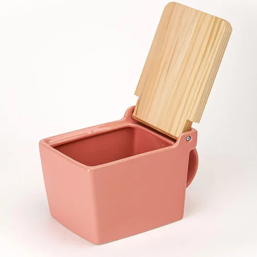 Vista 3 de Zero Japan Bee House - Caja de Sal Premium con Tapa de Hinoki - Recipiente para Sal Marina y Especias - Elegante Despensa para Encimera de Cocina