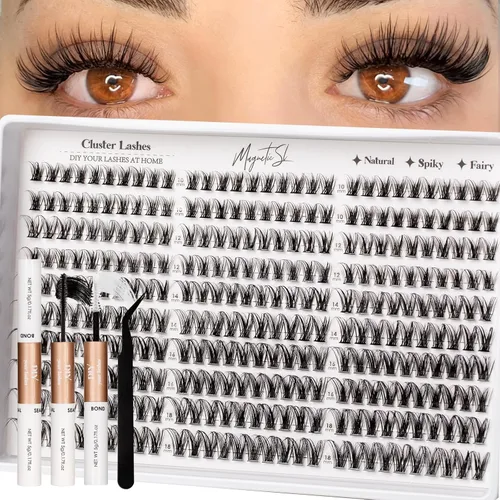 Vista 15 de Extensiones de pestañas en racimo, 72 racimos de pestañas individuales, extensiones de pestañas postizas, kit de extensión de pestañas para colocar