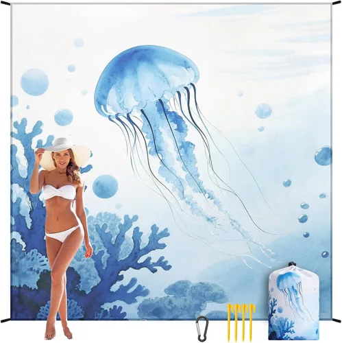 Vista 10 de HIHOHO Manta de Playa, Manta de Playa a Prueba de Arena, Impermeable de Secado Rápido Ligera Manta de Picnic Azteca para Exteriores 79" X