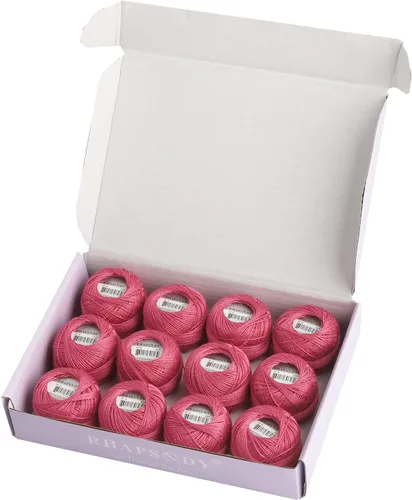 Vista 60 de Rhapsody Hilo de algodón perla tamaño 8 hilo de ganchillo Perle 12 bolas Set tejido a mano, bordado, sashiko, punto de cruz, costura, aguja