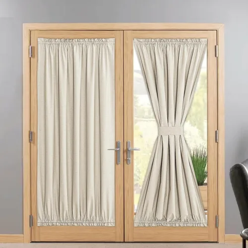Vista 145 de NICETOWN Cortinas de Lino para Puerta Lateral - Cortinas Opacas con Aislamiento Térmico para Puerta Delantera Francesa para Sombra Pequeña
