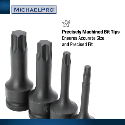 Vista 4 de MichaelPro MP005029 Juego de 8 llaves de vaso Torx de 1/2 pulgada, T30 a T70, grado de impacto CR-Mo Estuche de almacenamiento resistente incluido