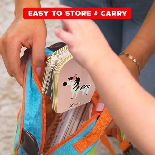 Vista 4 de Hapinest My First ABC - Tarjetas flash del alfabeto para bebés y niños pequeños, 26 tarjetas de doble cara con anillo