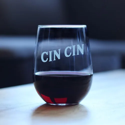 Vista 3 de Custom Cin Cin Italian Cheers - Personalized Stemless Wine Glass - Unique Italy Themed Gifts or Party Decor - Large 17 Ounce - Customized Wine Glass