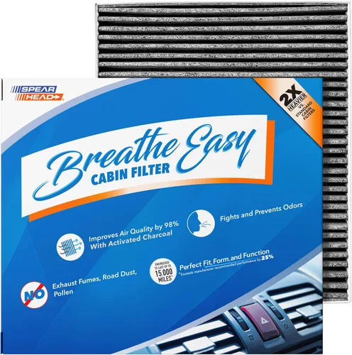 Vista 66 de Filtro de cabina AC y calefactor de defensa contra olores Breathe Easy de Spearhead, se ajusta como OEM, hasta un 25% más duradero con carbón