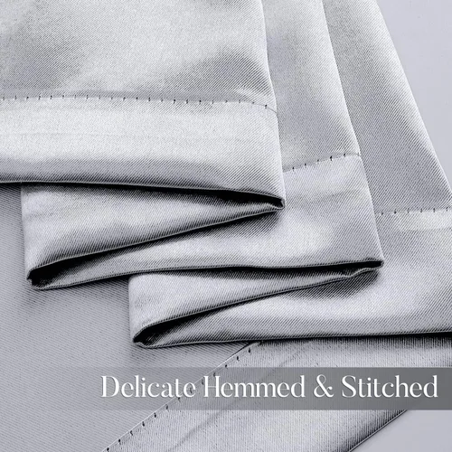 Vista 5 de Cortinas plateadas para dormitorio 2 paneles, gris con aislamiento térmico, cortinas y cortinas de oscurecimiento de la habitación de 84 pulgadas