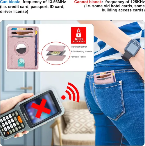 Vista 6 de Aukvite Billetera AirTag, cartera delgada minimalista con bolsillo frontal compatible con AirTags, cartera delgada para tarjetas de crédito, soporte