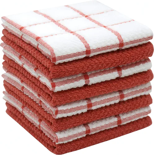 Vista 10 de Paños de cocina de rizo de algodón, suaves y absorbentes, paños de cocina (rejilla negra, paños de cocina de 13 x 13 pulgadas)