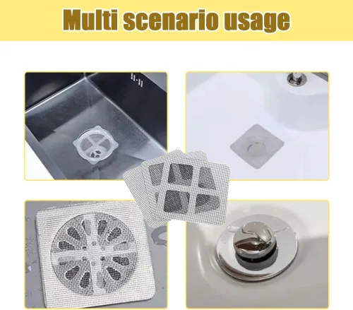 Vista 6 de Adhesivos de malla para drenaje de ducha, 10 piezas de cubierta de drenaje desechable, accesorios de baño, cubierta de malla de drenaje de ducha