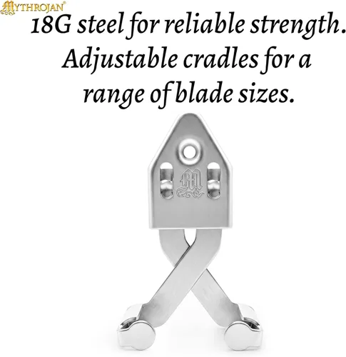 Vista 6 de Mythrojan Soporte de pared de metal de una sola espada, colgador vertical de 3 pulgadas, estante de pared multifuncional ajustable para espada