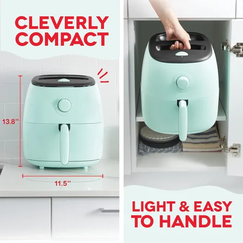 Vista 5 de DASH Tasti-Crisp™ - Horno freidora de aire eléctrica, 6 cuartos de galón, tamaño familiar, Aqua - Freidora de aire compacta con cesta grande