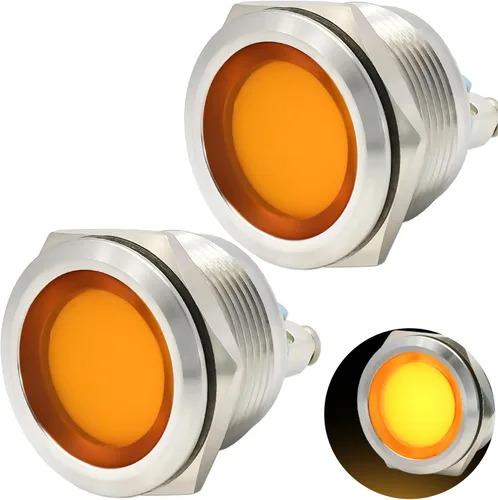 Vista 11 de Luz indicadora 22mm 7/8pulgadas impermeable IP67 de metal de acero inoxidable 304 lámpara de señal 12V-24V LED piloto luz de salpicadero anillo Azul