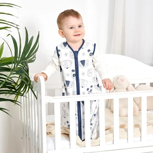 Vista 2 de Yoofoss Saco de dormir para bebé de 0 a 6 meses, manta 100% algodón orgánico con cremallera de 2 vías, saco de dormir suave y ligero para bebés