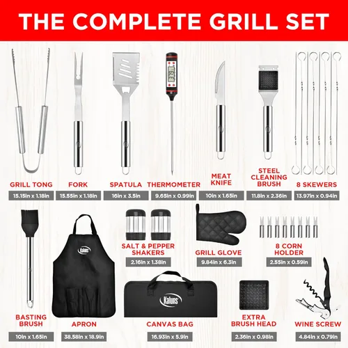 Vista 2 de Kaluns Accesorios para Parrilla, Regalos para Papá para Navidad Regalos para Parrilla, Juego de Parrilla de Acero Inoxidable Resistente