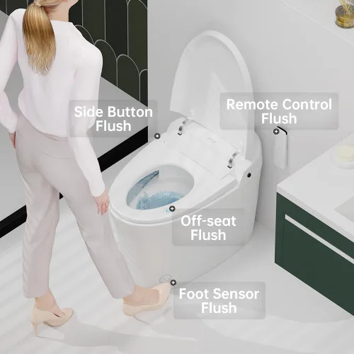 Vista 3 de EPLO Inodoro Inteligente, Inodoro Bidé Asistido por Bomba, Descarga de Emergencia, Asiento Calefactado, Doble Descarga Automática, Agua Tibia