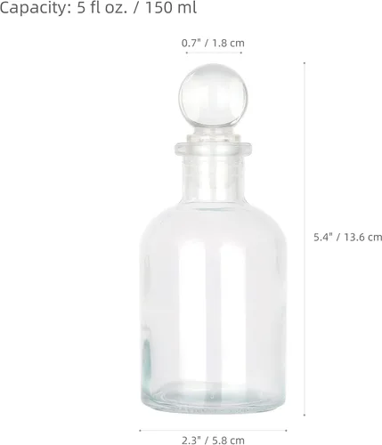 Vista 2 de Magic Season Botella de vidrio decorativa - 5 fl oz. botella redonda (1 juego con tapón de vidrio)