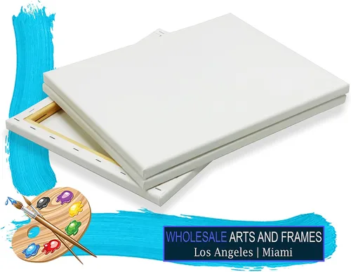 Vista 5 de Lienzo estirado para pintar de 4 x 4, paquete de 2, 3/4 pulgadas, 10 onzas, paquete de valor de lienzo de 4 x 4. Lienzo grande de algodón estirado