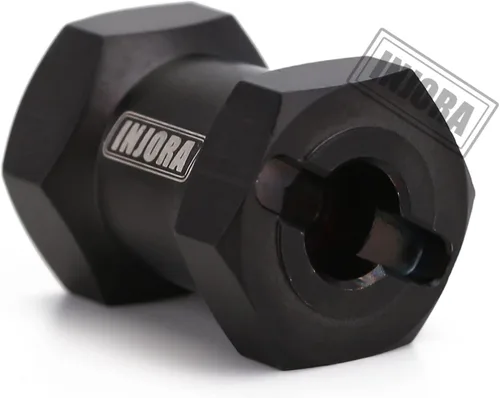 Vista 2 de INJORA Hub hexagonal RC de 0.472 in, ruedas de latón, extensión de cubo hexagonal, adaptador de unidad hexagonal negra para 1/10 RC Crawler Axial