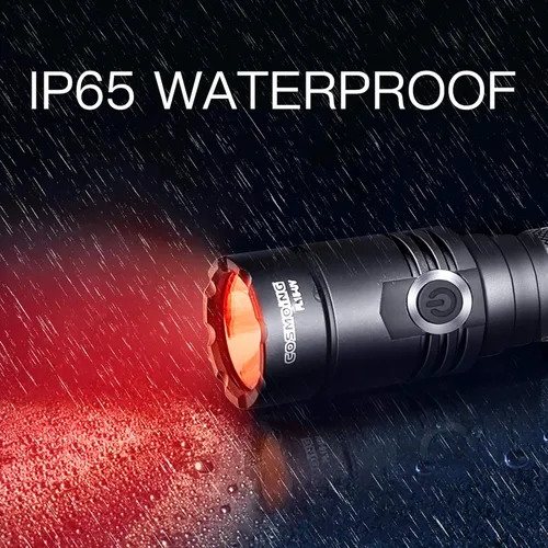 Vista 3 de Linterna LED roja de alta potencia recargable, 300 yardas linterna roja IP65 impermeable luz roja antorcha para observación nocturna, camping