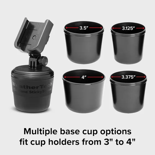 Vista 4 de WeatherTech CupFone, Soporte universal para teléfono con portavasos para automóviles – Ajuste seguro y ajustable con acceso abierto para cargar