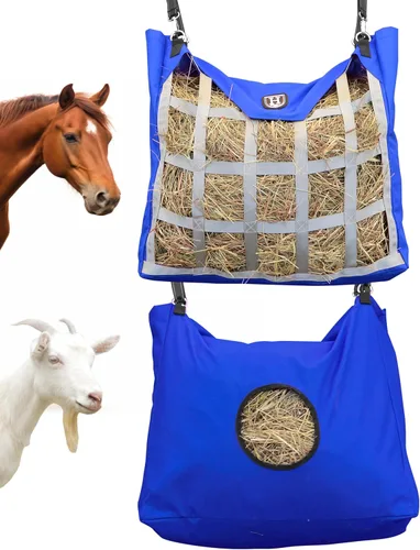 Harrison Howard Bolsa de heno duradera para caballos de alta calidad, bolsa de heno de alimentación lenta de tela impermeable, bolsa de caballo de