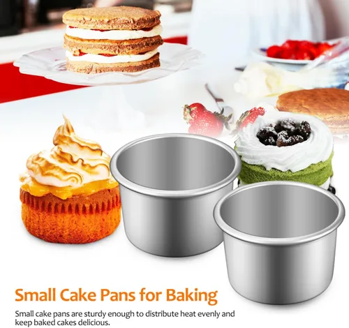 Vista 5 de UPKOCH Juego de mini moldes redondos para tartas de 2.5 pulgadas de aleación de aluminio con parte inferior extraíble para pastel de queso, mousse