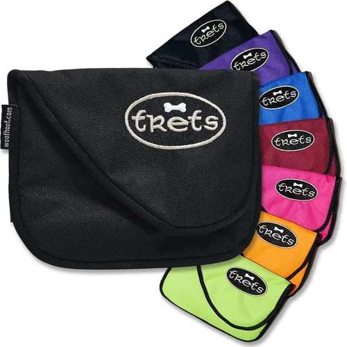 Woofhoof Bolsa de golosinas para perros, bolsa negra para golosinas de entrenamiento – Soporte de clip para golosinas para perros, diseño innovador
