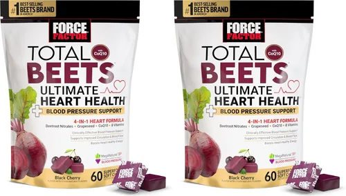 Vista 13 de Force Factor Total Beets Ultimate Heart Health Masticables para el apoyo de la presión arterial, con polvo de remolacha, CoQ10, vitaminas B