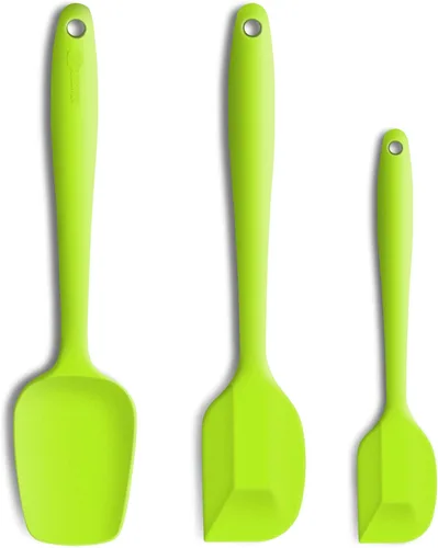 Vista 13 de Juego de espátulas de silicona de 3 piezas, mango ergonómico, espátulas de alta resistencia al calor, espátulas de goma antiadherentes con núcleo