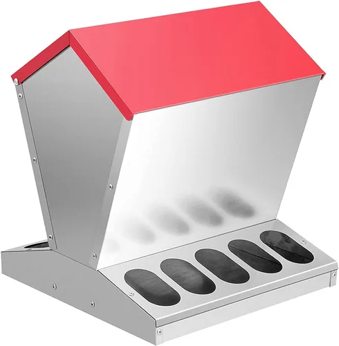 Vista 7 de shengyi Comedero galvanizado para pollo de 11.5 a 55 libras, alimentador de aves de corral a prueba de ratas con tapa, resistente a la intemperie