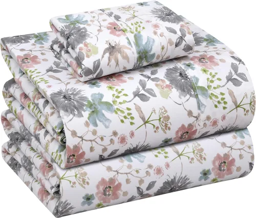 Vista 112 de RUVANTI Sábanas 100% algodón percal tamaño Queen, diseño floral refrescante y transpirable, duraderas, con una sensación nítida, suave y cómoda