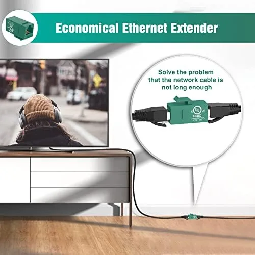Vista 3 de VCE Cat6 RJ45 Keystone Jack Insert UL Listed 25-Pack, 90 Degree Punch Down Keystone Jack Adapter in Green