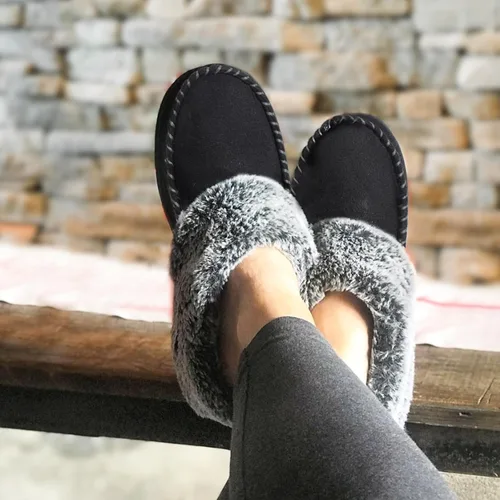 Vista 5 de ULTRAIDEAS Pantuflas de espuma viscoelástica con forro de piel para mujer para interiores y exteriores, zapatos de casa para mujer
